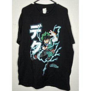 NWT My Hero Academia Mens 1X Black Cotton Short Sleeve T Shirt Casual Anime
